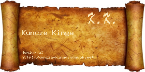 Kuncze Kinga névjegykártya
